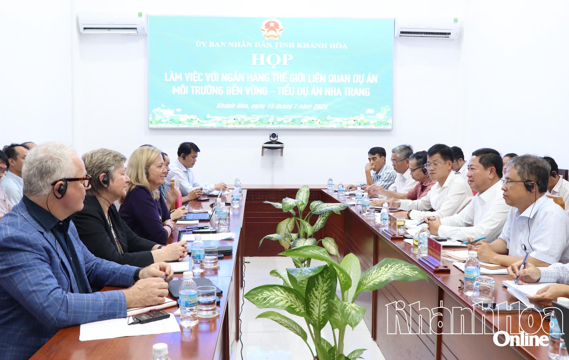 Lãnh đạo tỉnh Khánh Hòa làm việc với lãnh đạo của Ngân hàng Thế giới về Dự án CCSEP - Tiểu dự án Nha Trang